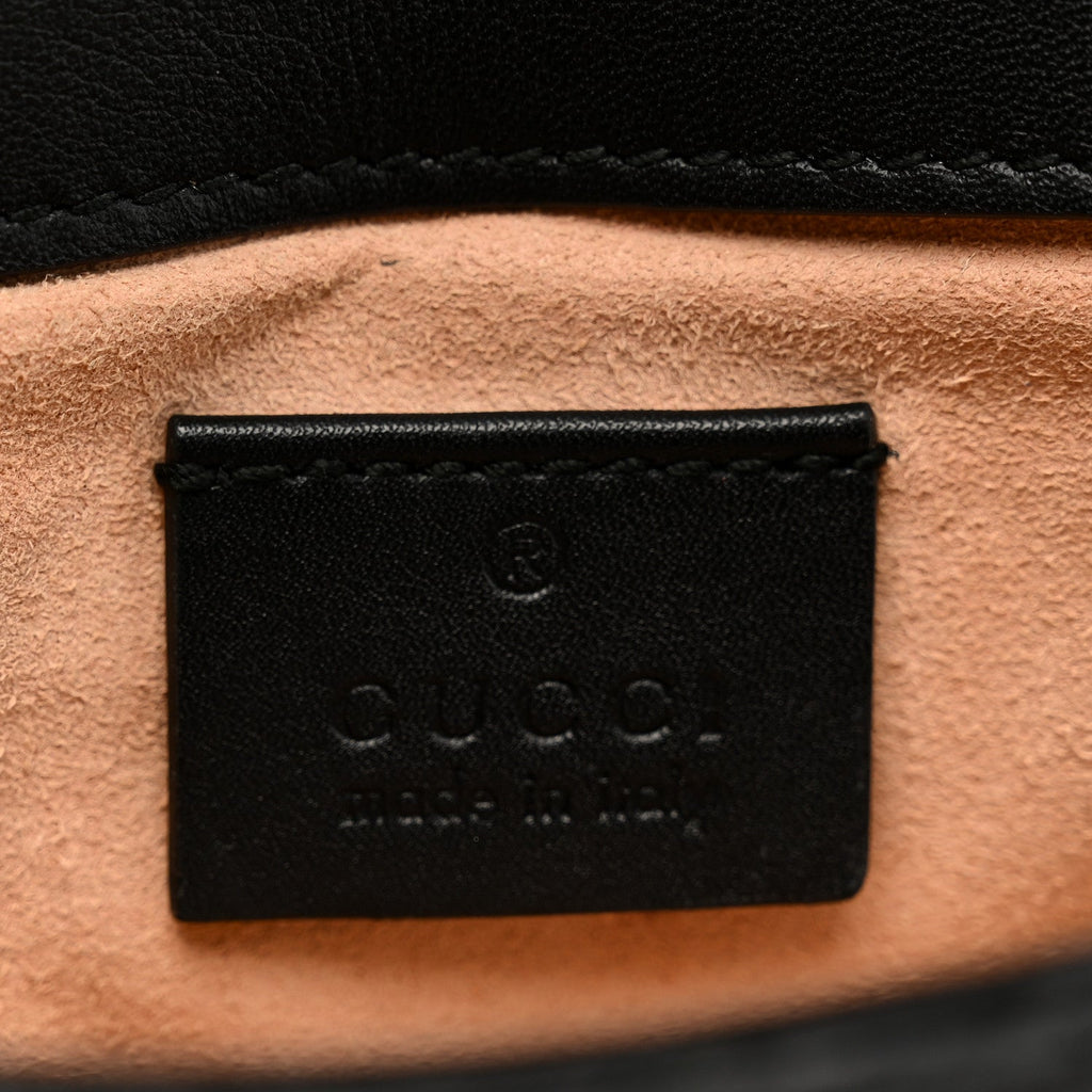 Gucci Calfskin Matelasse Super Mini GG Marmont Shoulder Bag Black