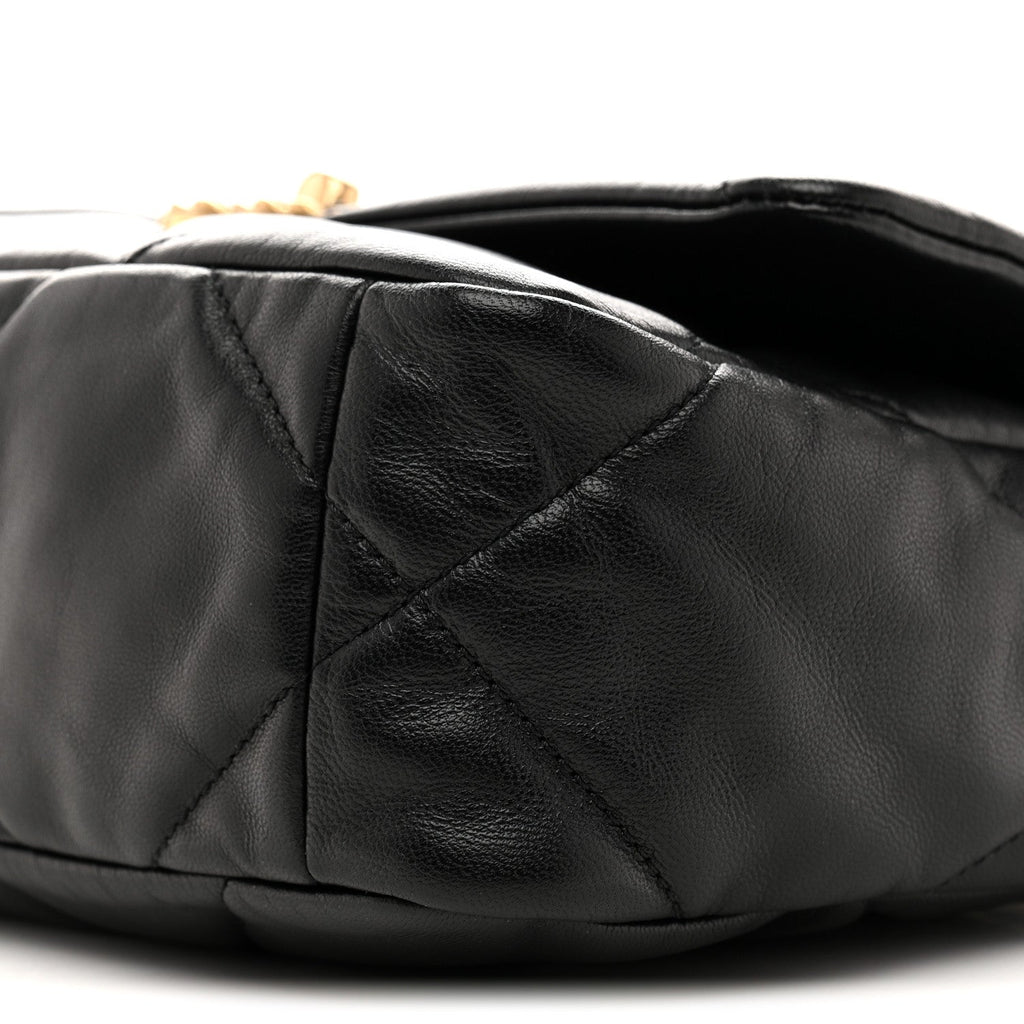 Chanel Shiny Goatskin Quilted Medium Chanel 19 Flap Black