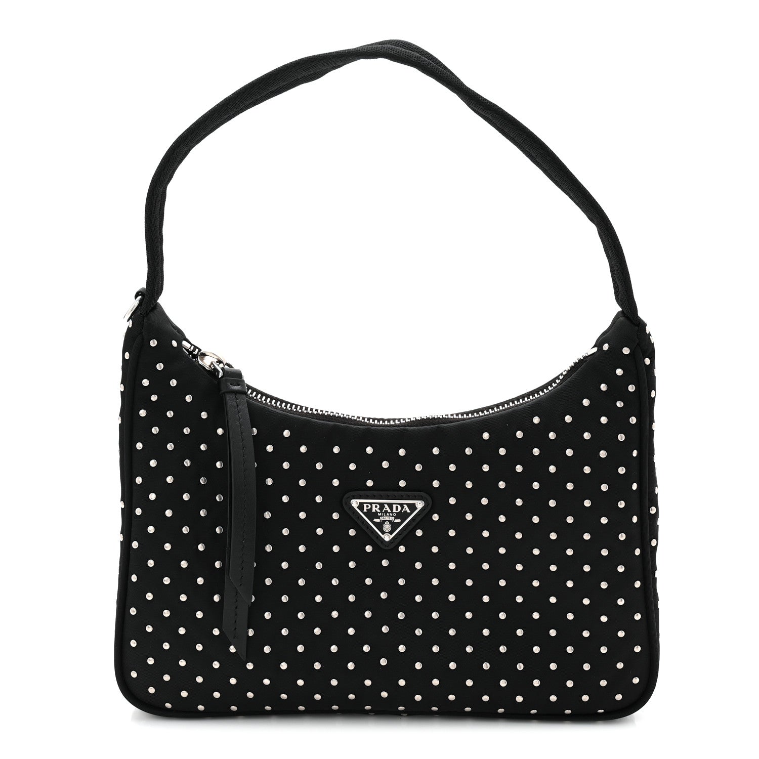 Prada Re-Nylon Vela Studs Mini Re-Edition 2000 Bag Black