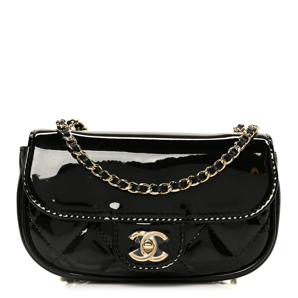 Chanel Patent Calfskin Quilted Mini Flap Black