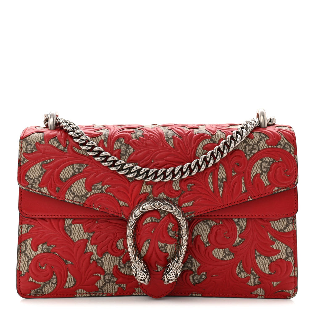 Gucci GG Supreme Monogram Arabesque Dionysus Shoulder Bag Hibiscus Red
