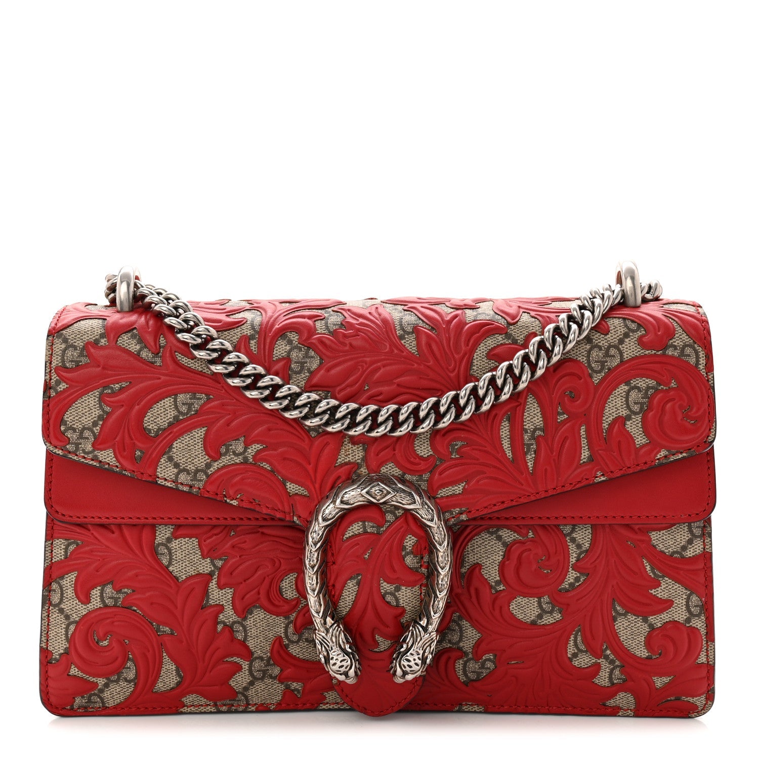 Gucci GG Supreme Monogram Arabesque Dionysus Shoulder Bag Hibiscus Red
