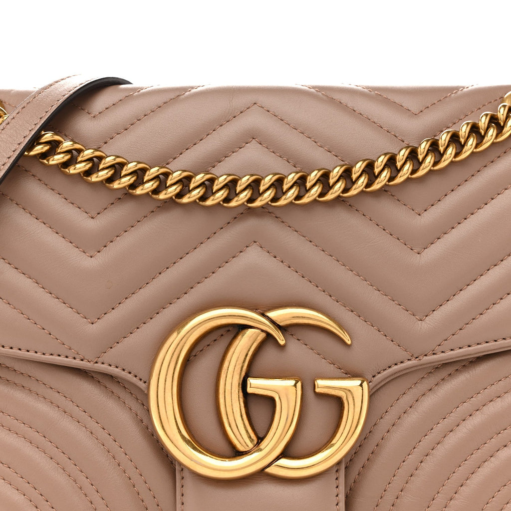 Gucci Calfskin Matelasse Medium GG Marmont Shoulder Bag Porcelain Rose