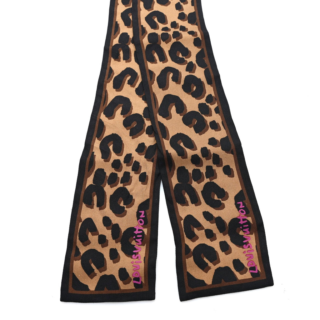 Louis Vuitton Silk Leopard Bandeau Scarf Marron