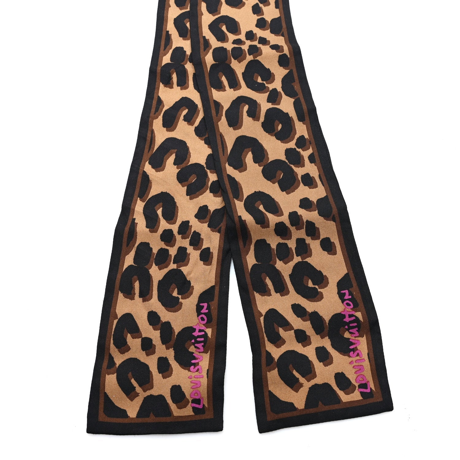 Louis Vuitton Silk Leopard Bandeau Scarf Marron