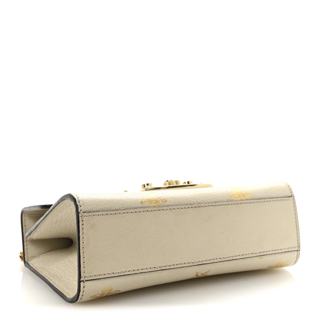 Gucci Grained Calfskin Bee Star Small Padlock Shoulder Bag White