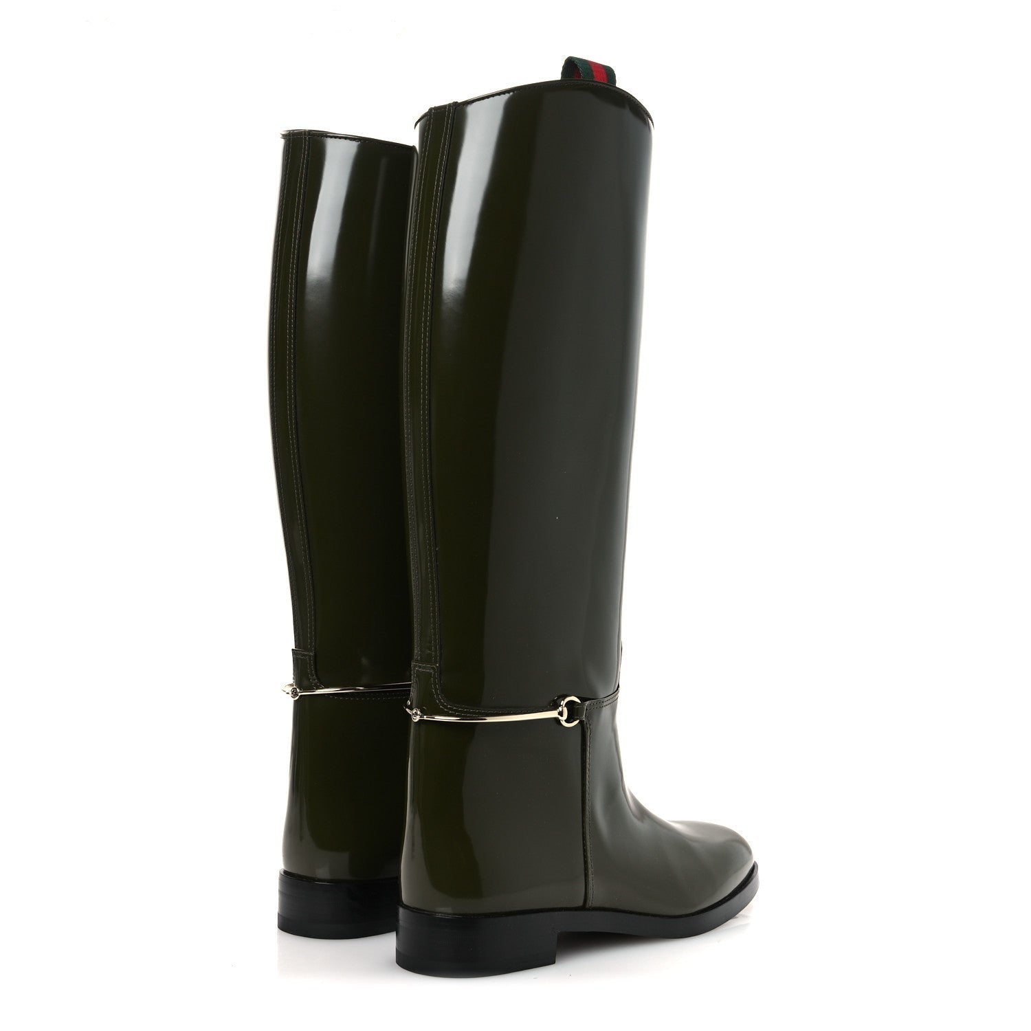 Gucci Brushed Calfskin Michelangelo Slim Horsebit Riding Boots 39 Luscious Green