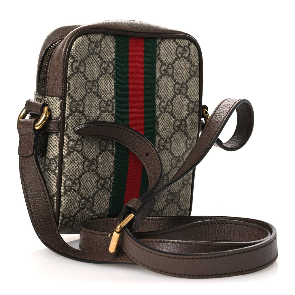 Gucci GG Supreme Monogram Web Mini Ophidia Messenger Brown