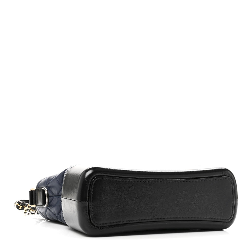 Chanel Aged Calfskin Quilted Medium Gabrielle Hobo Navy Black