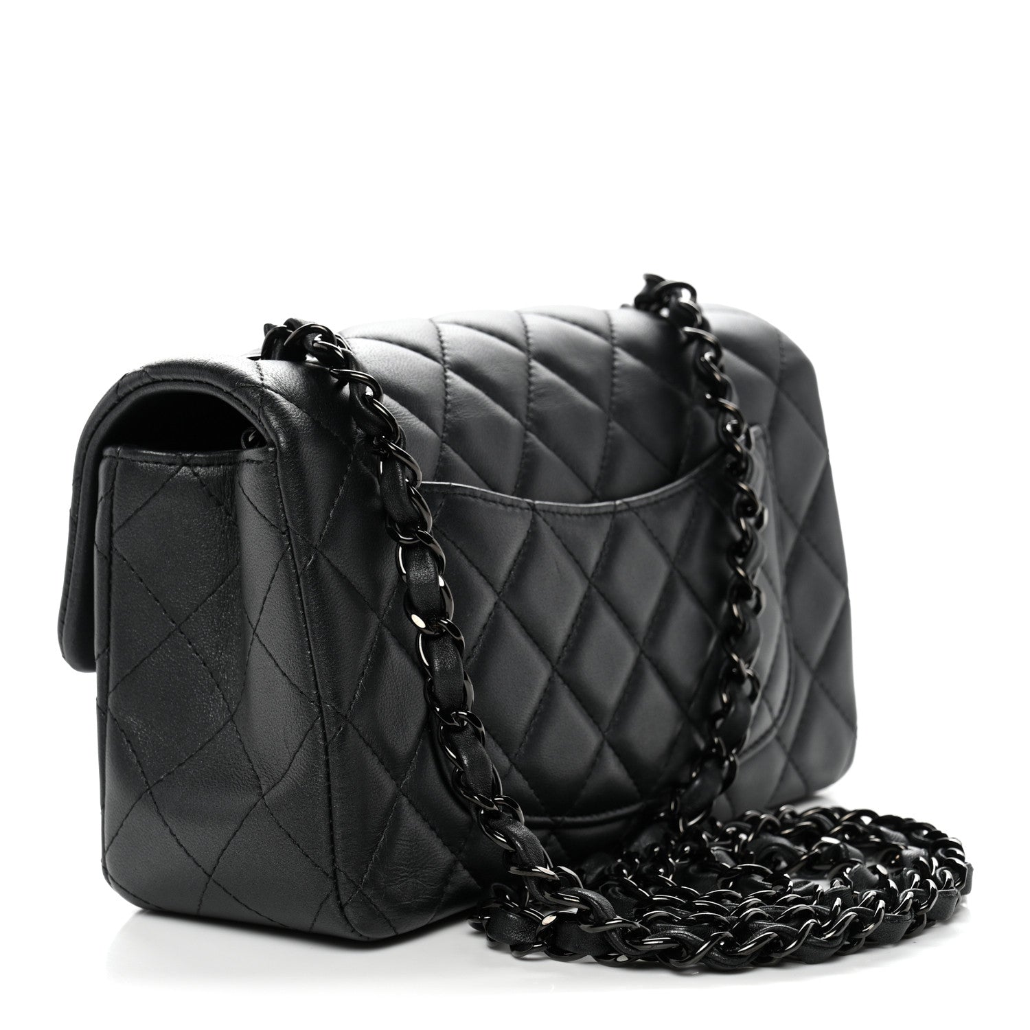 Chanel Lambskin Quilted Mini Rectangular Flap So Black