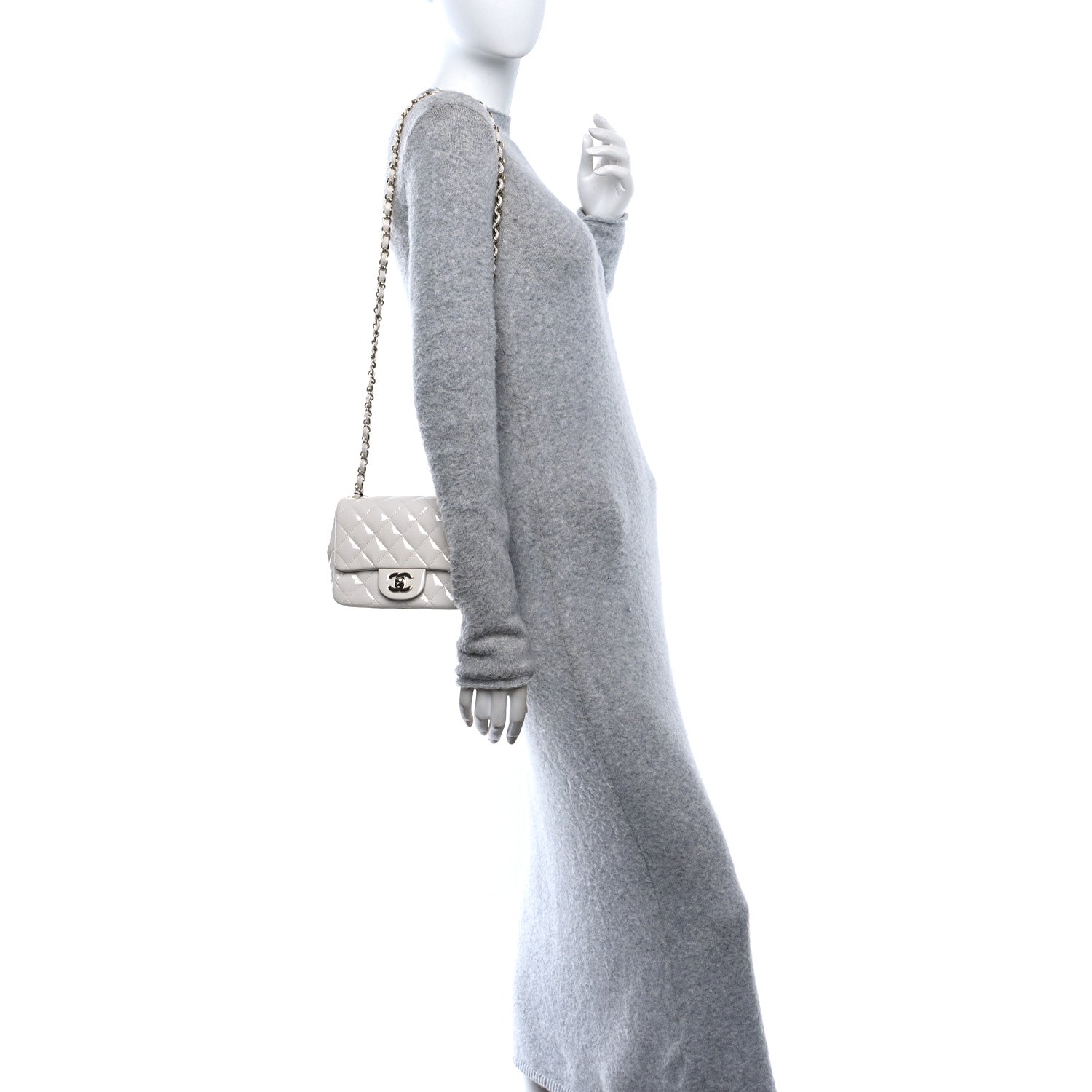 Chanel Patent Quilted Mini Square Flap White