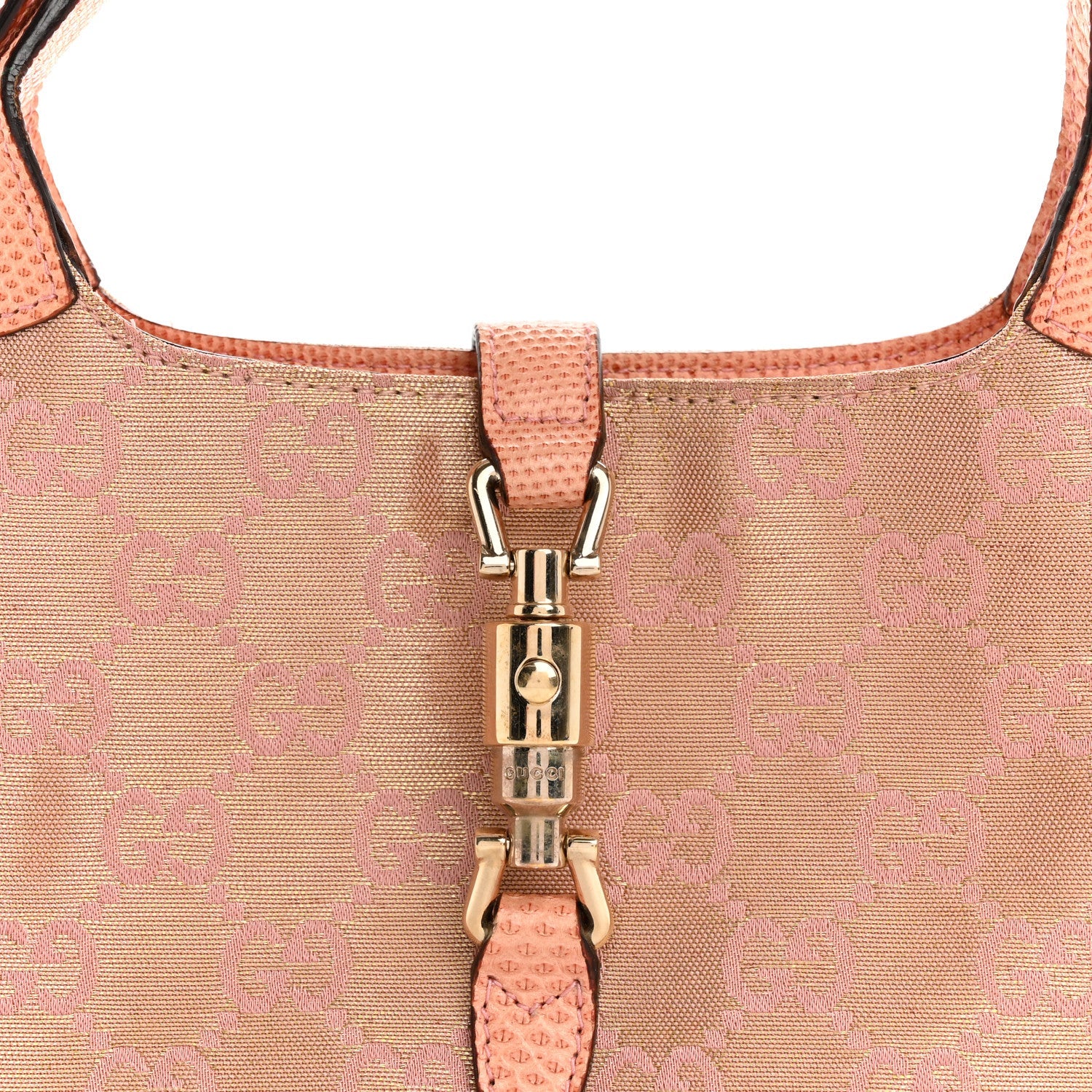 Gucci Metallic Monogram Lizard Jackie O Hobo Pink