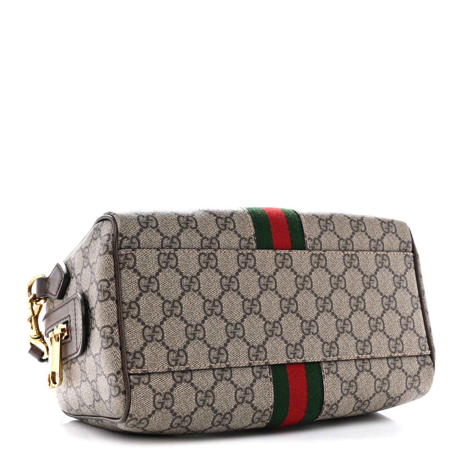 Gucci GG Supreme Monogram Web Small Ophidia Top Handle Bag Beige Ebony