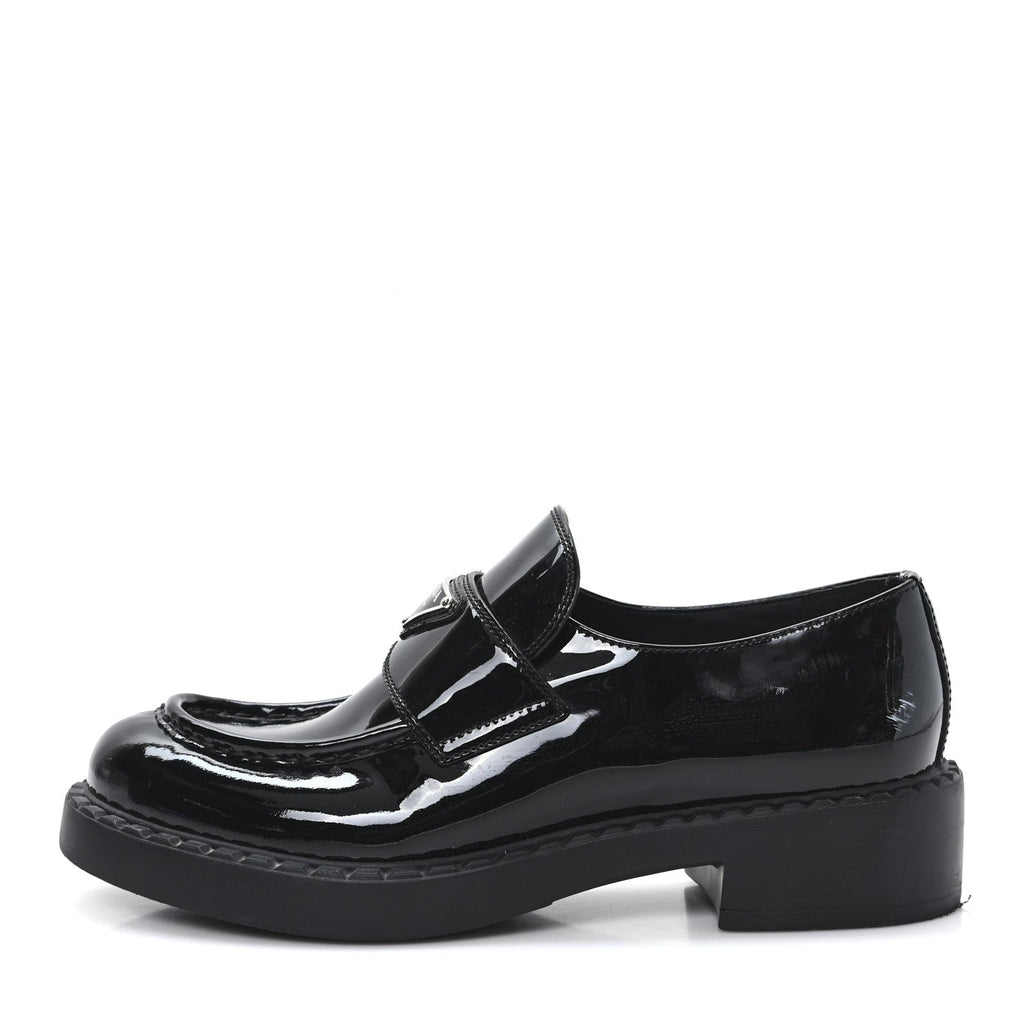 Prada Vernice Triangle 50mm Loafers 39.5 Black