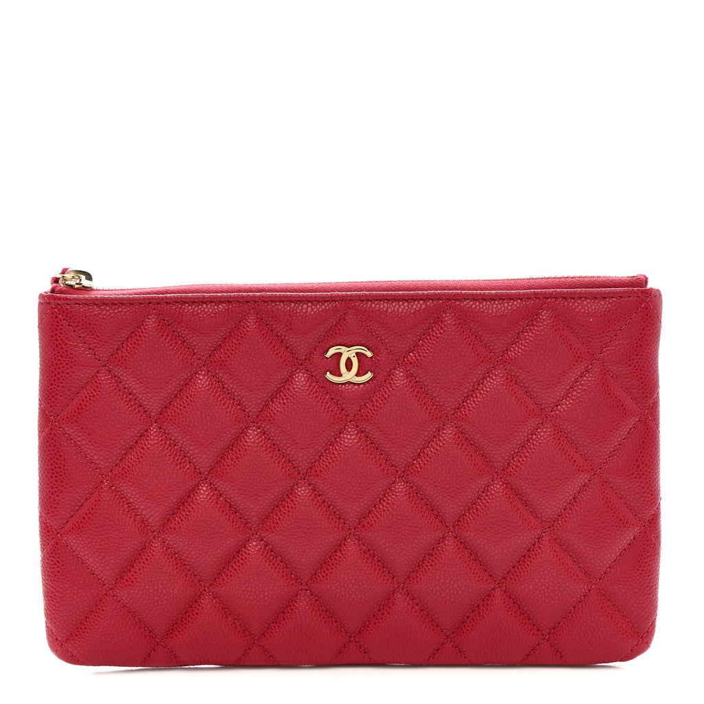 Caviar Quilted Small Zipped Pouch Pink