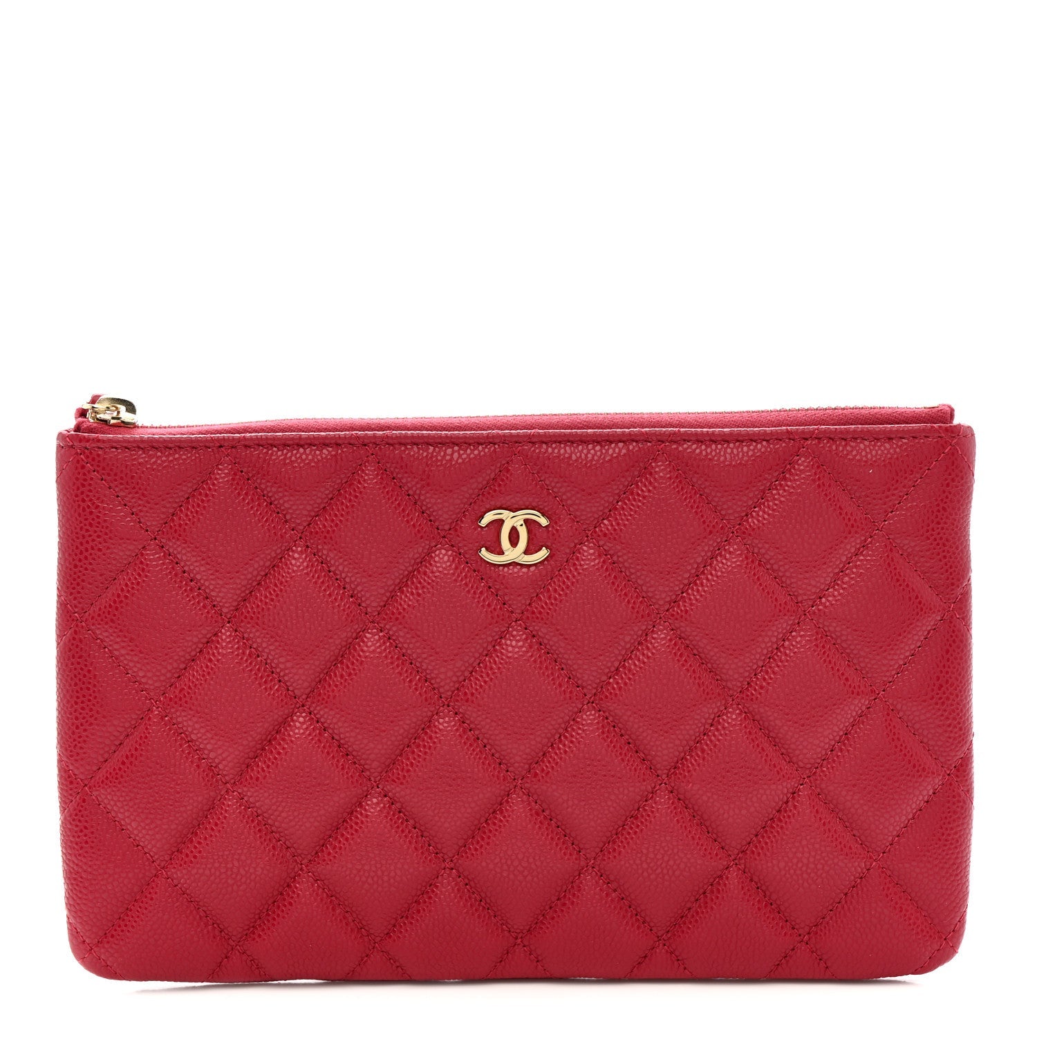 Caviar Quilted Small Zipped Pouch Pink