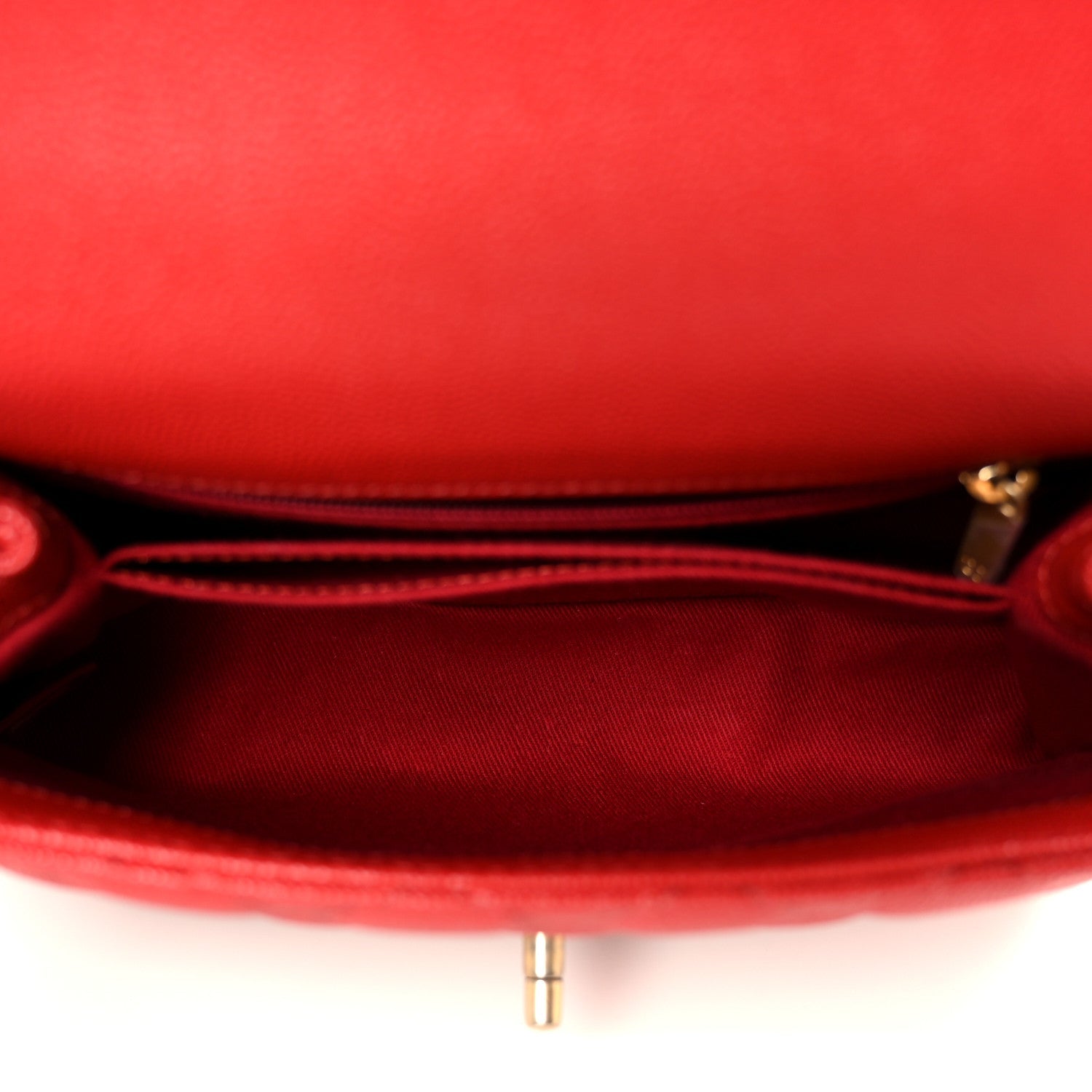 Chanel Caviar Lizard Embossed Quilted Mini Coco Handle Flap Red