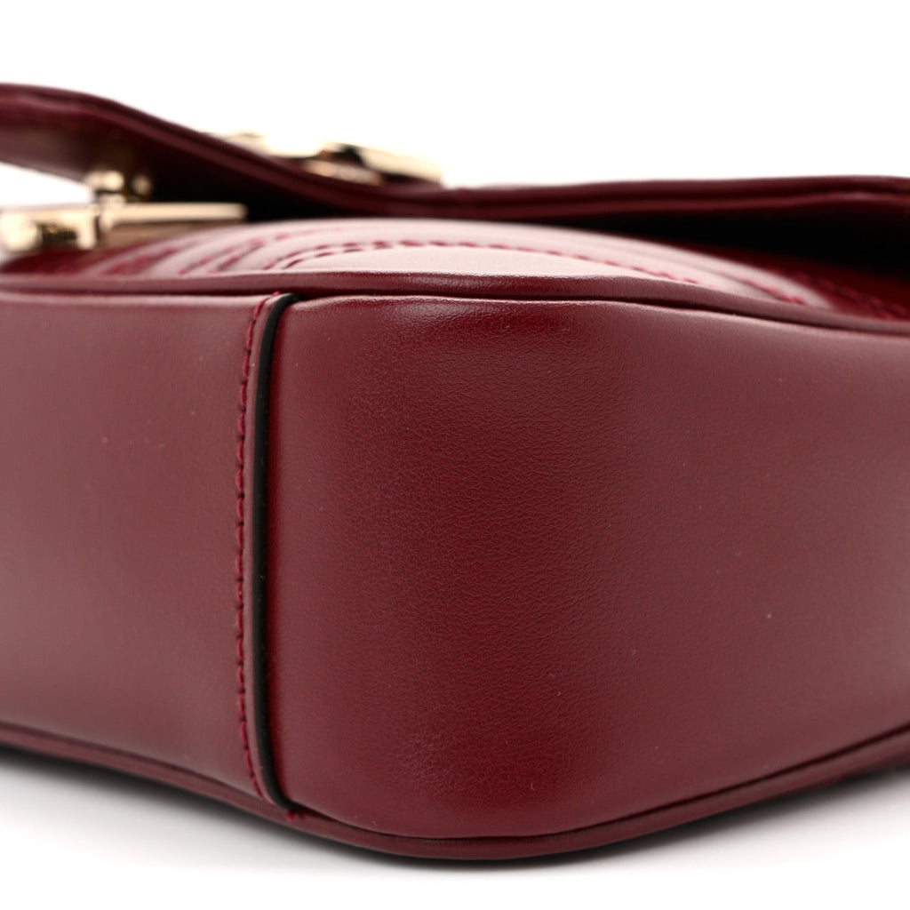 Gucci Calfskin Matelasse Mini GG Marmont Shoulder Bag Rosso Ancora