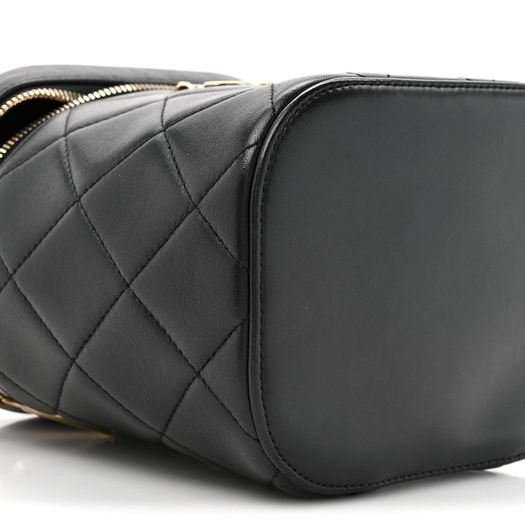Chanel Lambskin Quilted Trendy Vanity Case Black