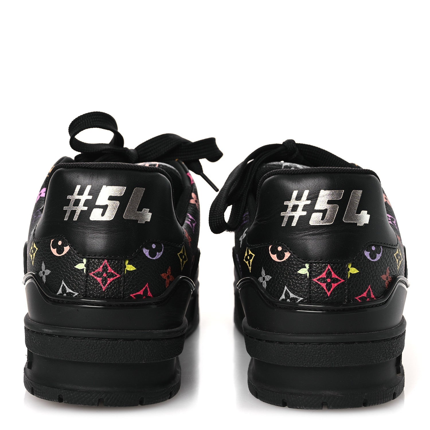 Louis Vuitton LV X TM Calfskin Monogram Multicolor Womens LV Trainer Sneakers 40 Black