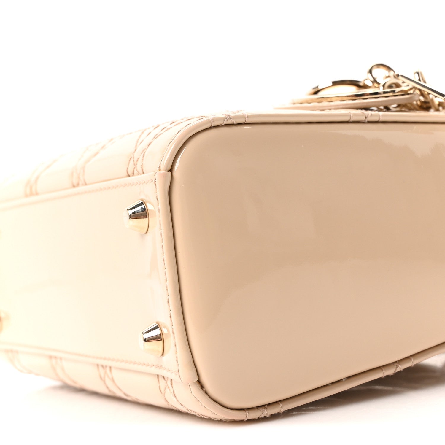 Christian Dior Patent Cannage Mini Lady Dior Beige