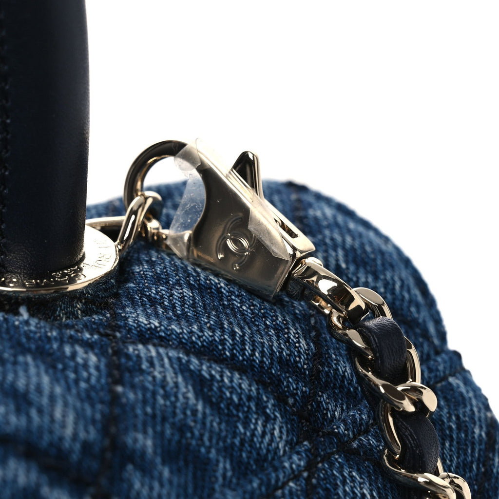 Chanel Washed Denim Quilted Mini Coco Handle Flap Blue