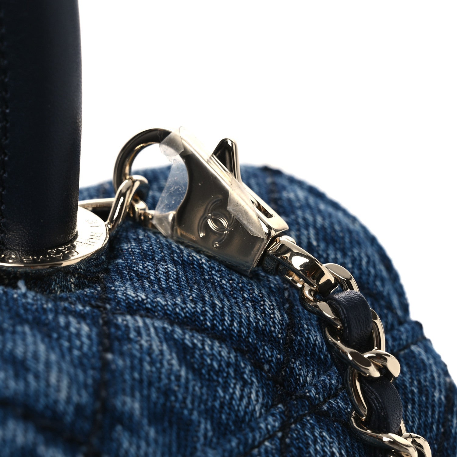 Chanel Washed Denim Quilted Mini Coco Handle Flap Blue