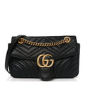 Gucci Calfskin Matelasse Small GG Marmont Shoulder Bag Black