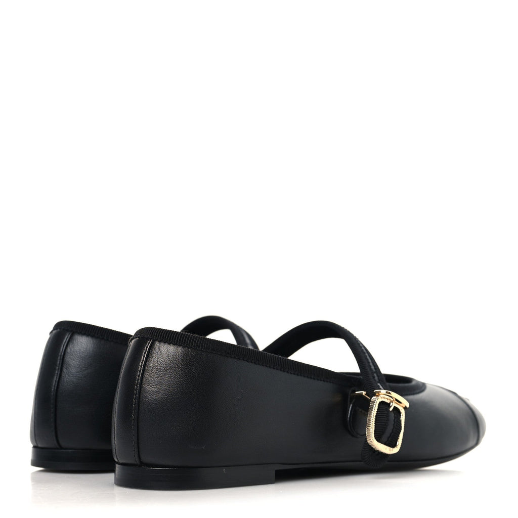 Lambskin Mary Jane Flats 37.5 Black