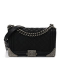 Chanel Calfskin Quilted Metal Embellished Paris Dallas Medium Boy Flap Black