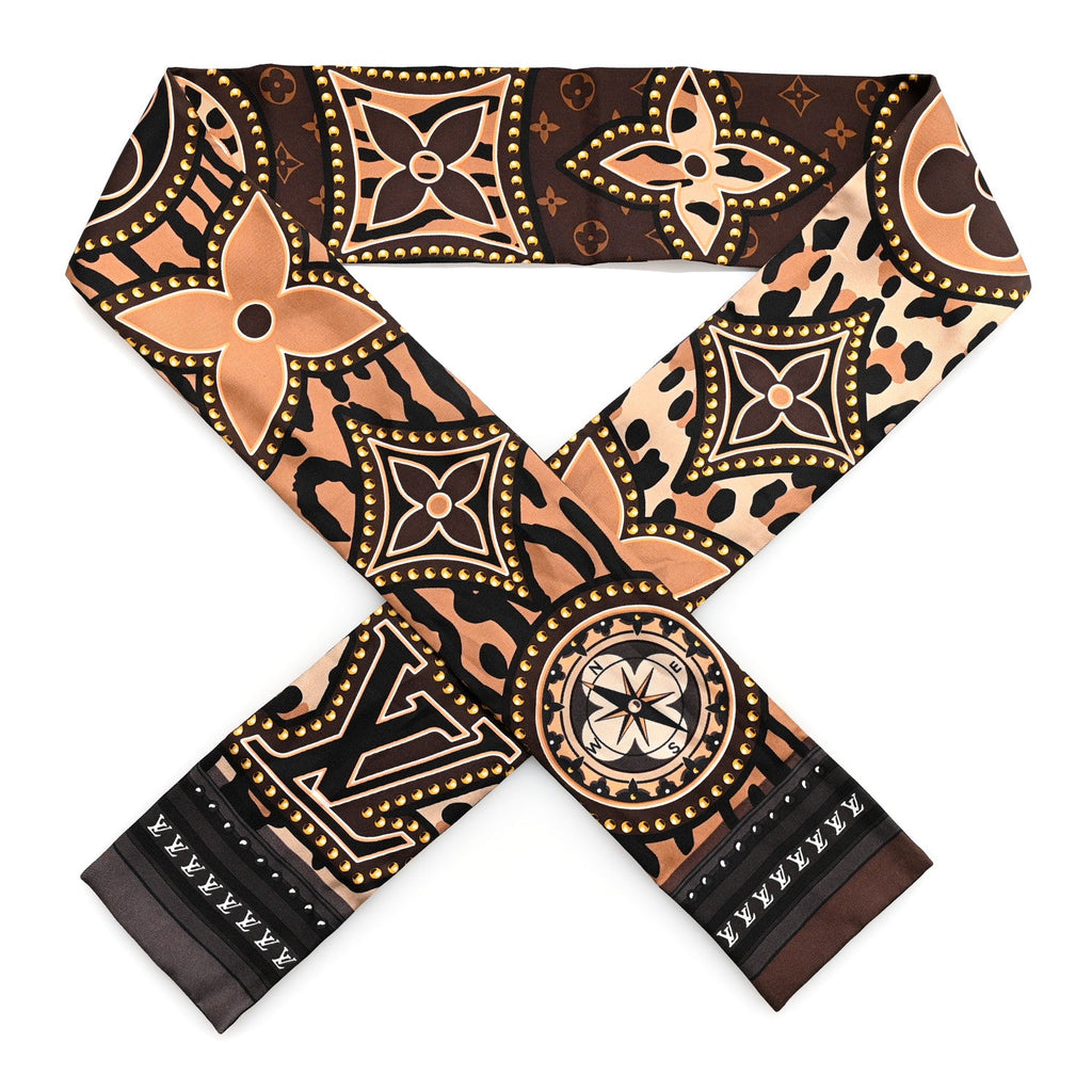 Louis Vuitton Silk Monogram LV World Bandeau Brown