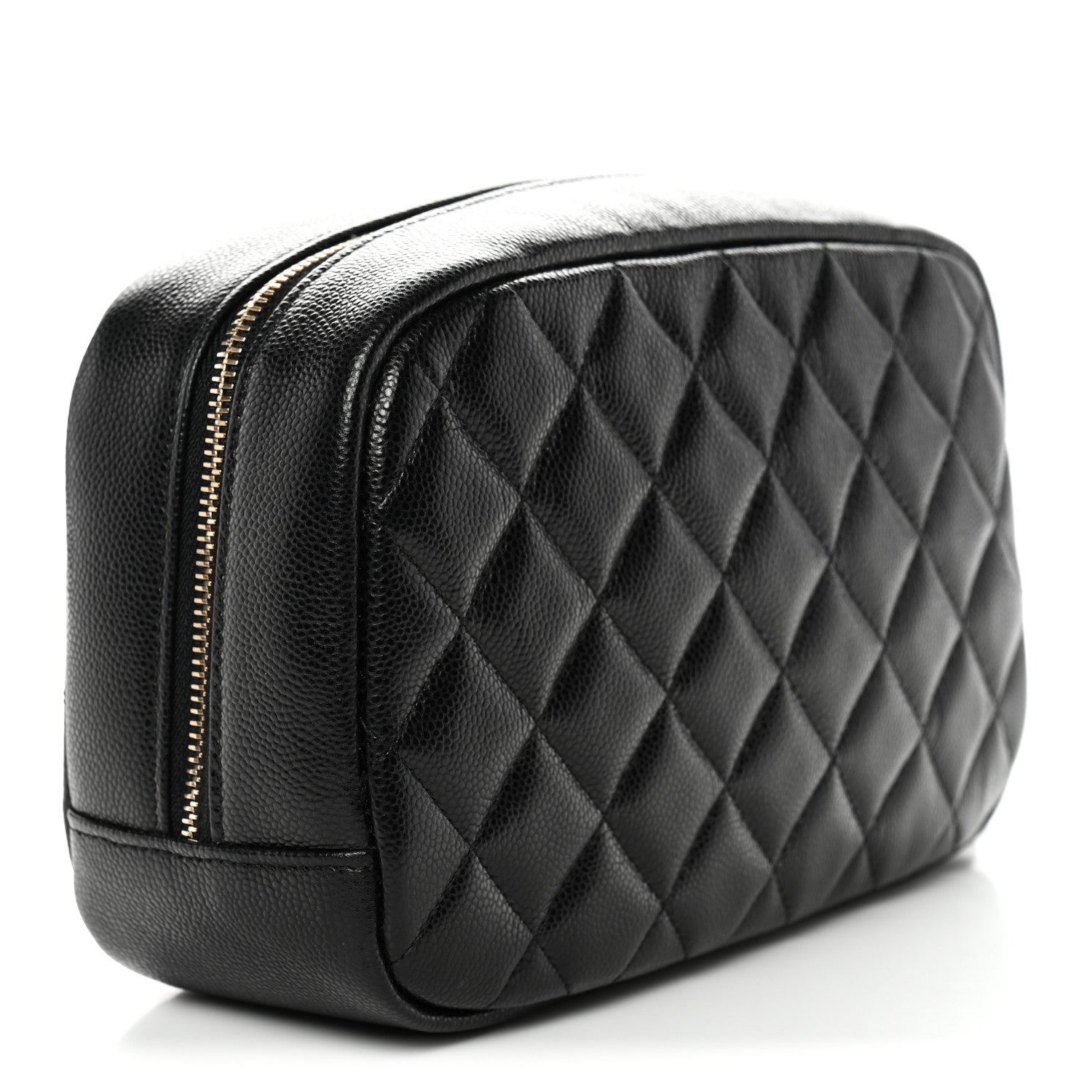 Caviar Quilted Medium Curvy Pouch Cosmetic Case Black