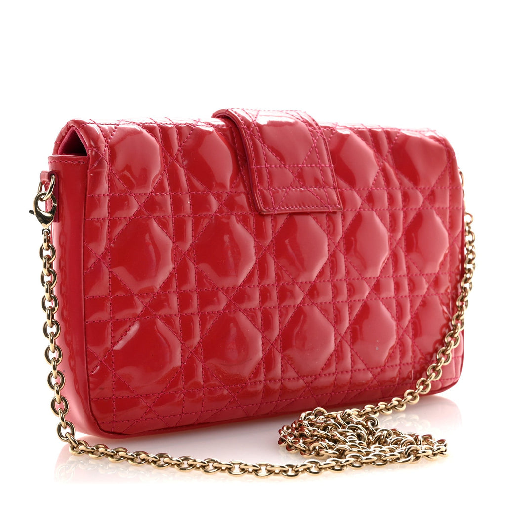 Christian Dior Patent Cannage Miss Dior Promenade Pouch Fuchsia