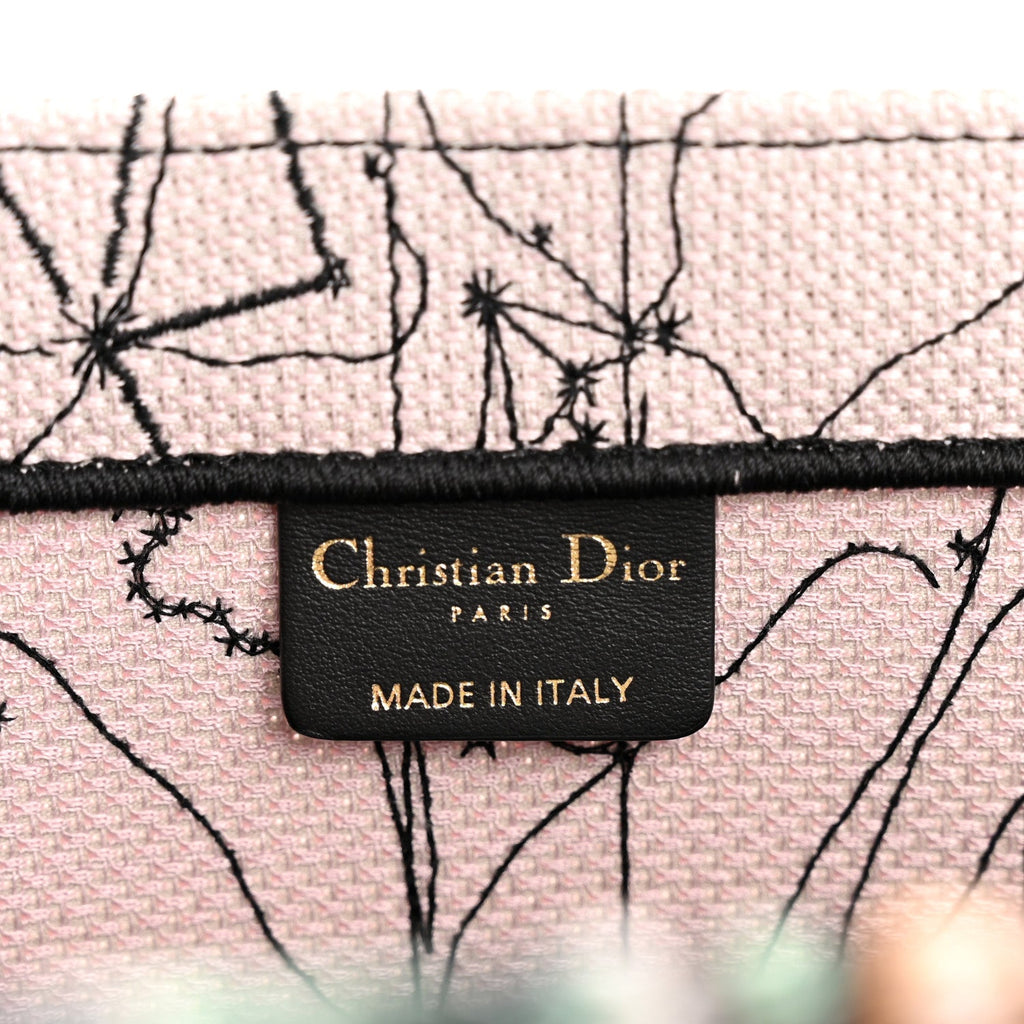 Christian Dior Canvas Embroidered Medium Zodiac Book Tote Latte Multicolor