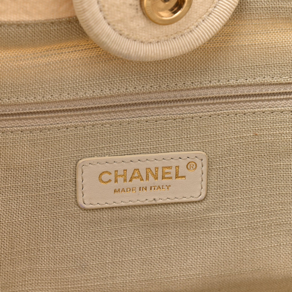 Chanel Mixed Fibers Small Deauville Tote White