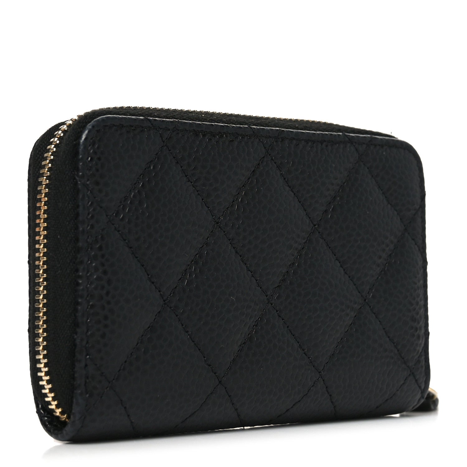 Caviar Quilted Zip Coin Purse Black