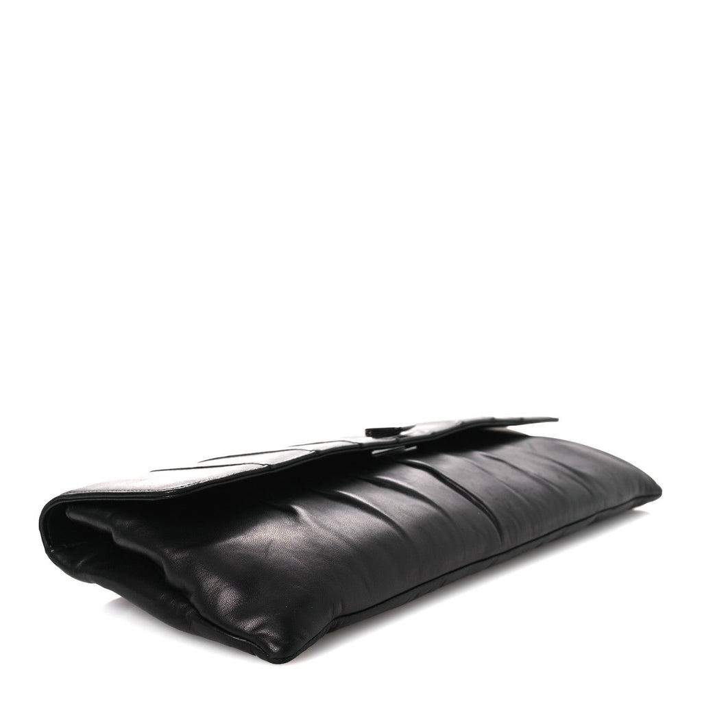 Chanel Lambskin Vertical Quilted Clutch Black