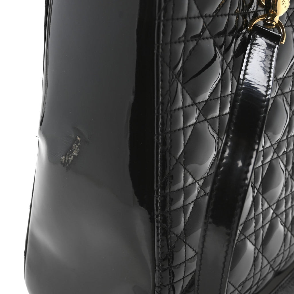 Christian Dior Patent Cannage Large Lady Dior Black