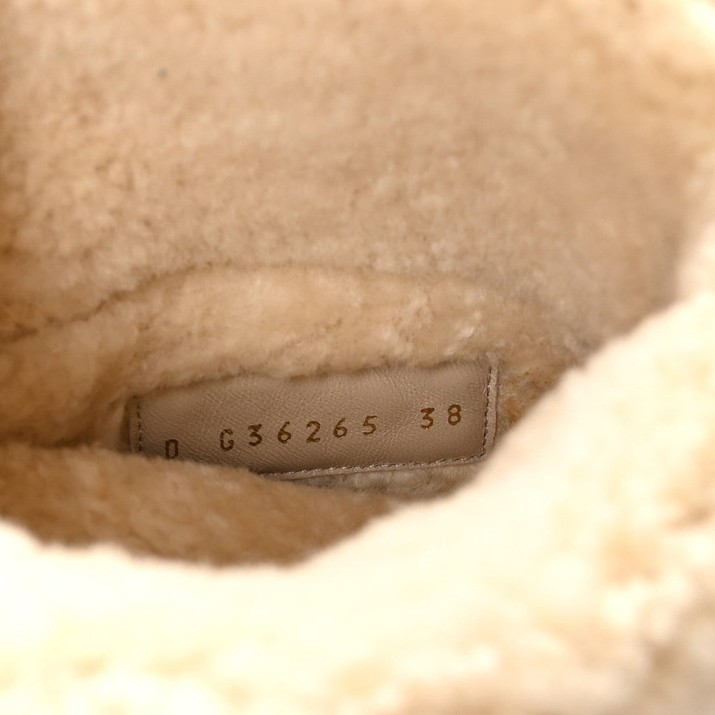 Chanel Suede Shearling Cap Toe Short Boots 38 Beige