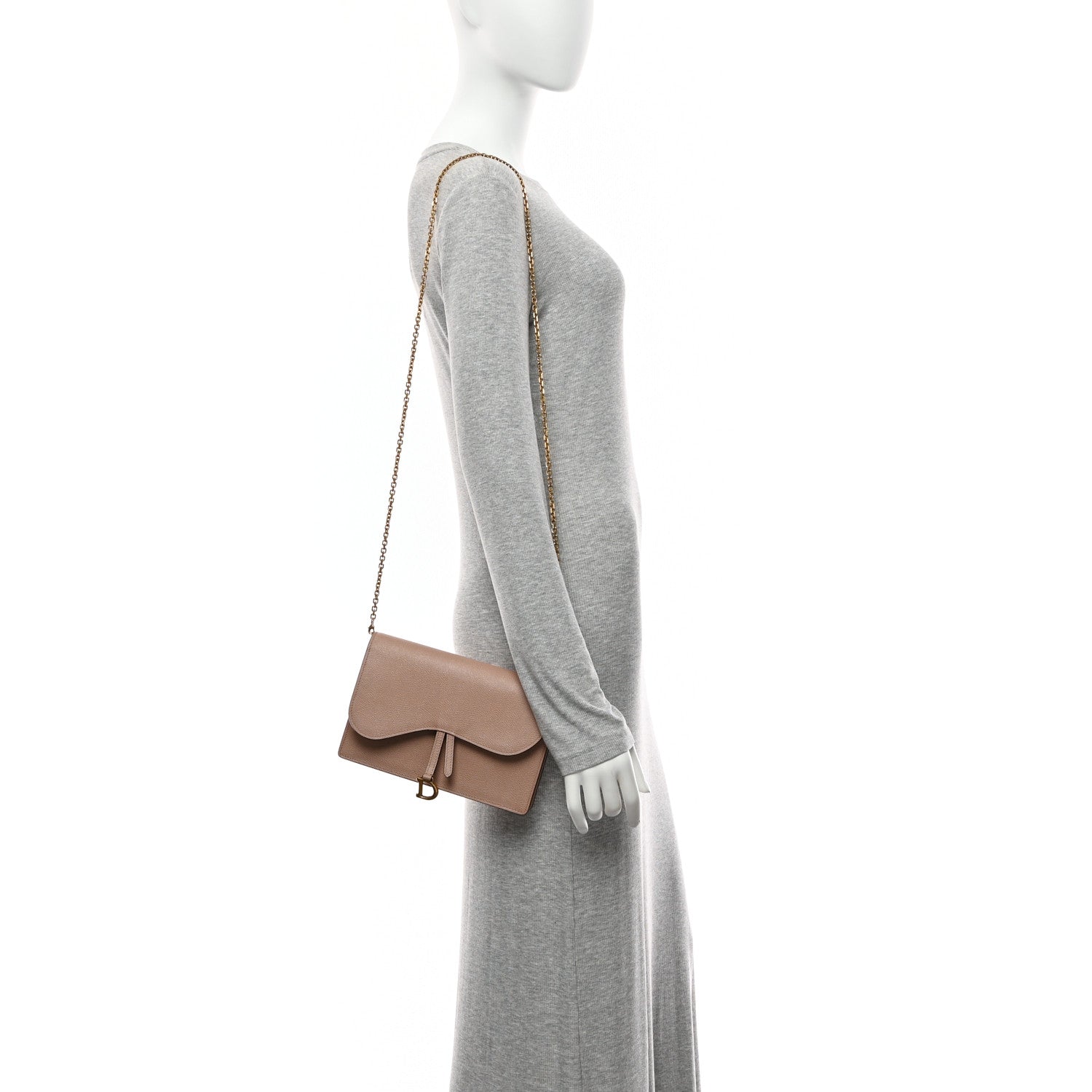 Christian Dior Grained Calfskin Saddle Chain Pouch Blush