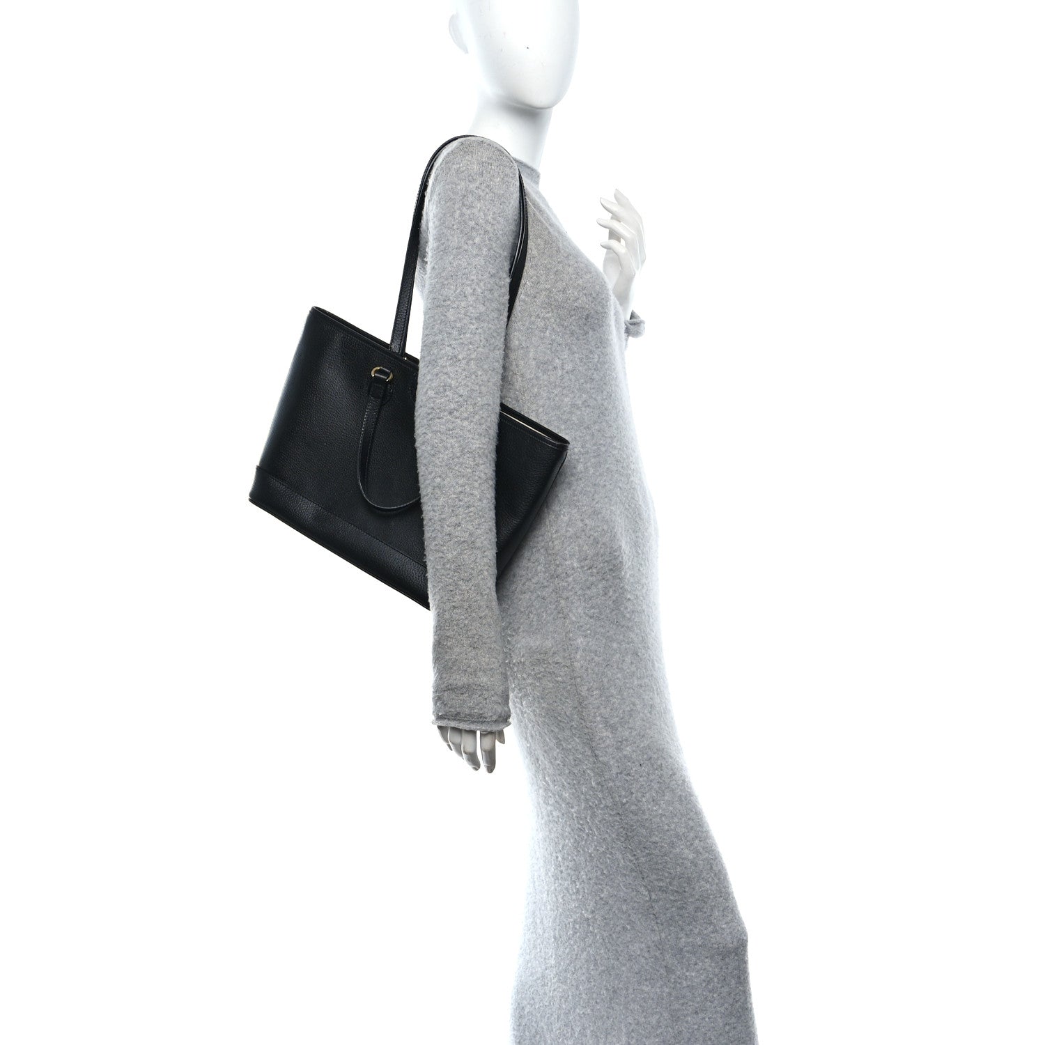 Gucci Textured Dollar Calfskin Small Ophidia Shoulder Tote Bag Black