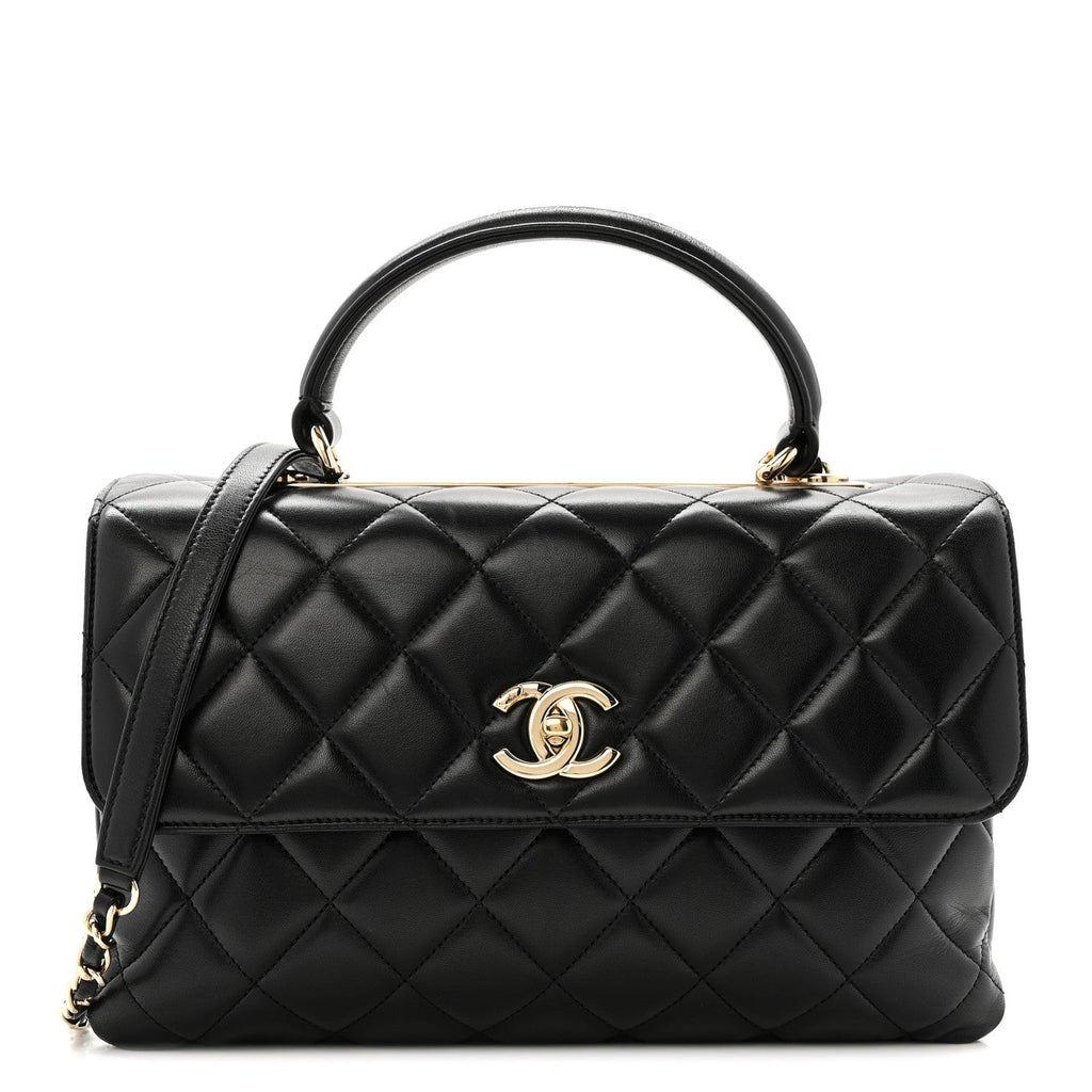 Chanel Lambskin Quilted Medium Trendy CC Flap Dual Handle Bag Black