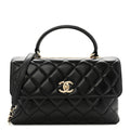 Chanel Lambskin Quilted Medium Trendy CC Flap Dual Handle Bag Black