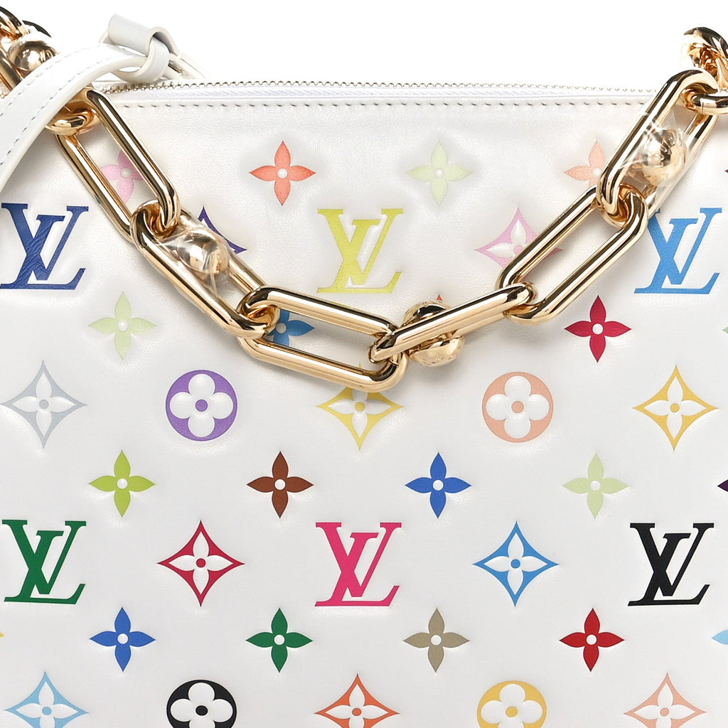Louis Vuitton LV x TM Lambskin Embossed Monogram Coussin PM White Multicolor