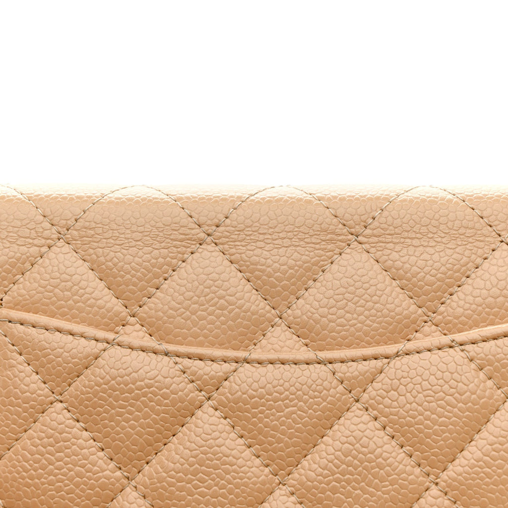 Chanel Caviar Quilted Wallet On Chain WOC Beige