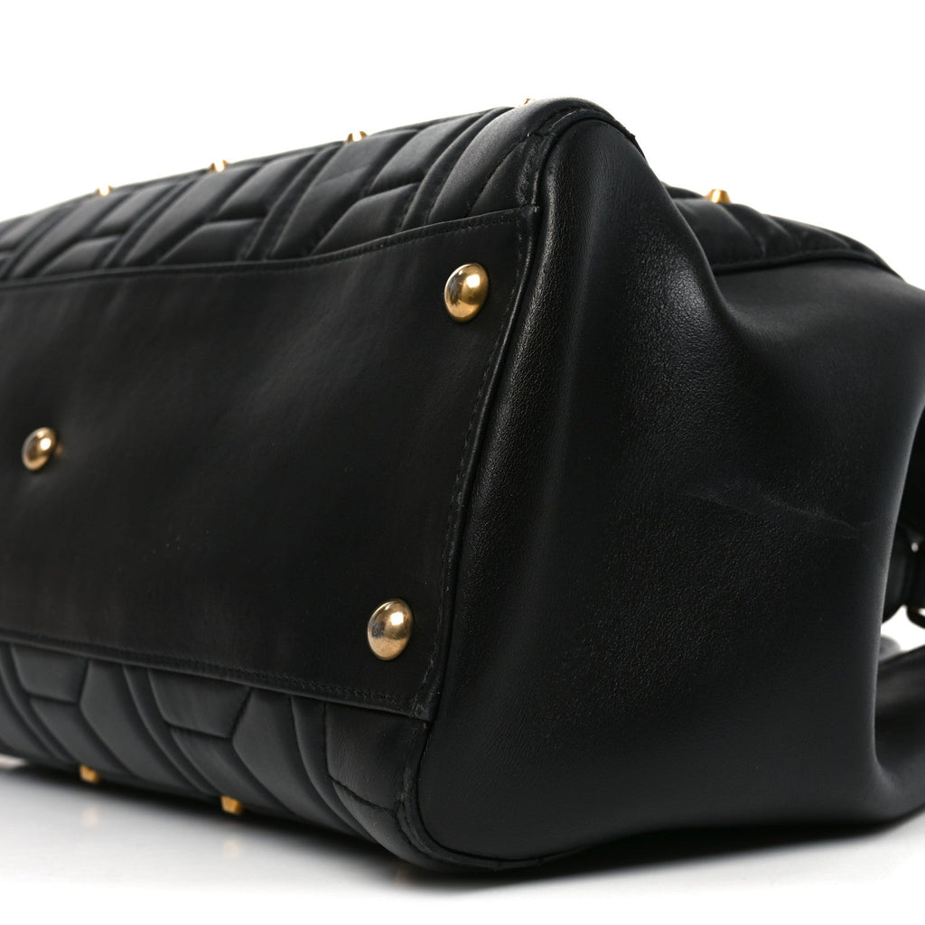 Gucci Calfskin Matelasse Studded Medium GG Marmont Tote Black