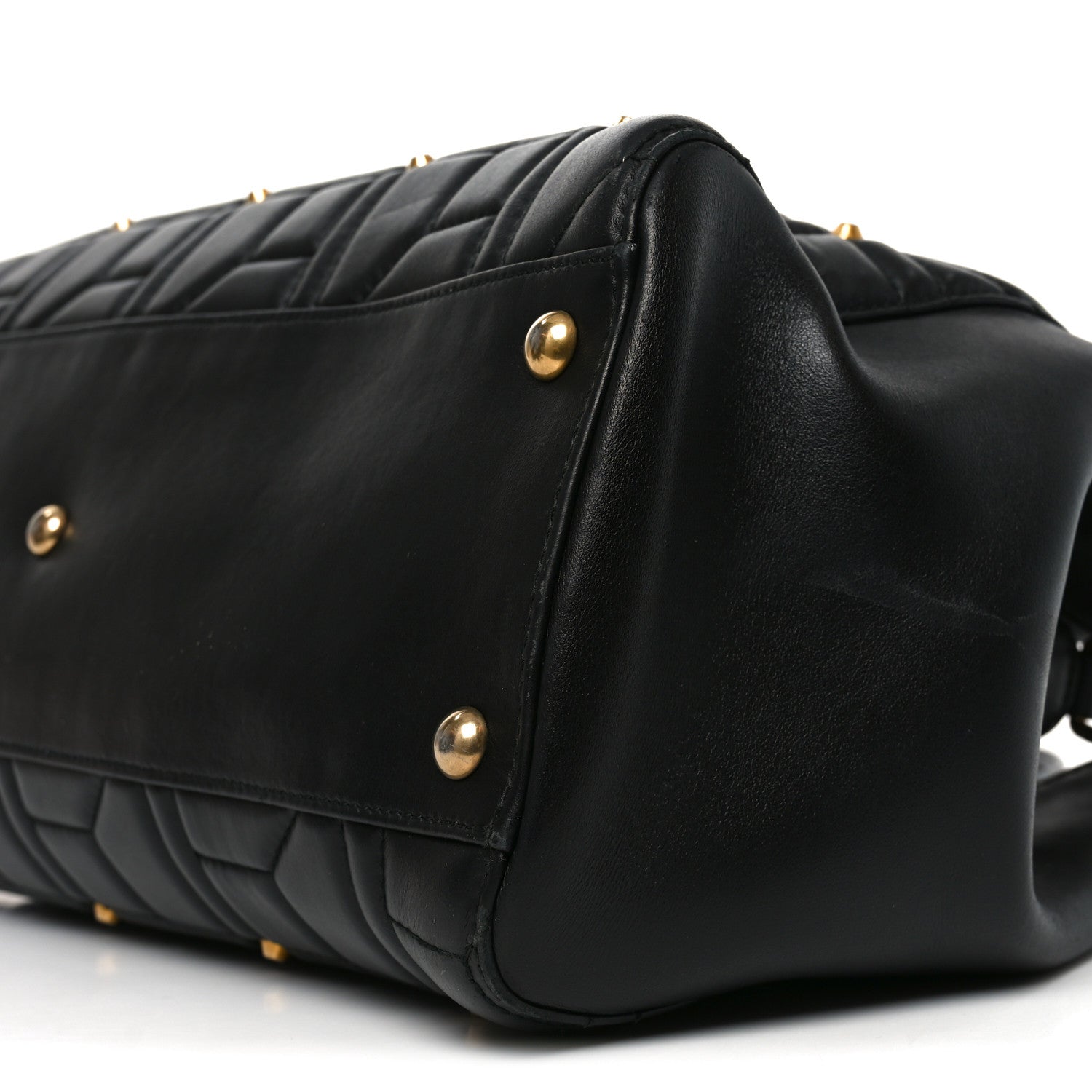 Gucci Calfskin Matelasse Studded Medium GG Marmont Tote Black