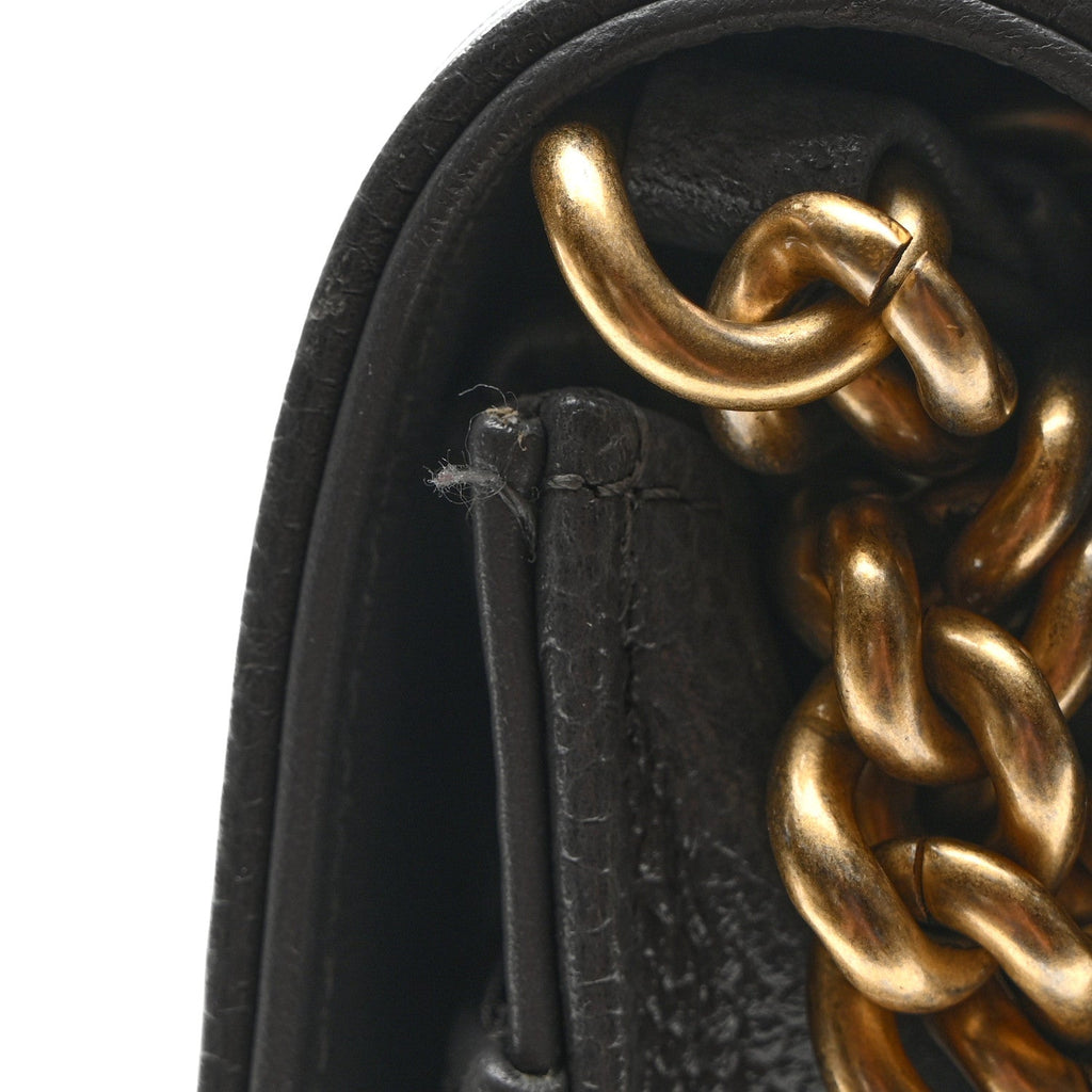 Chanel Caviar Quilted Boy Wallet On Chain WOC Grey