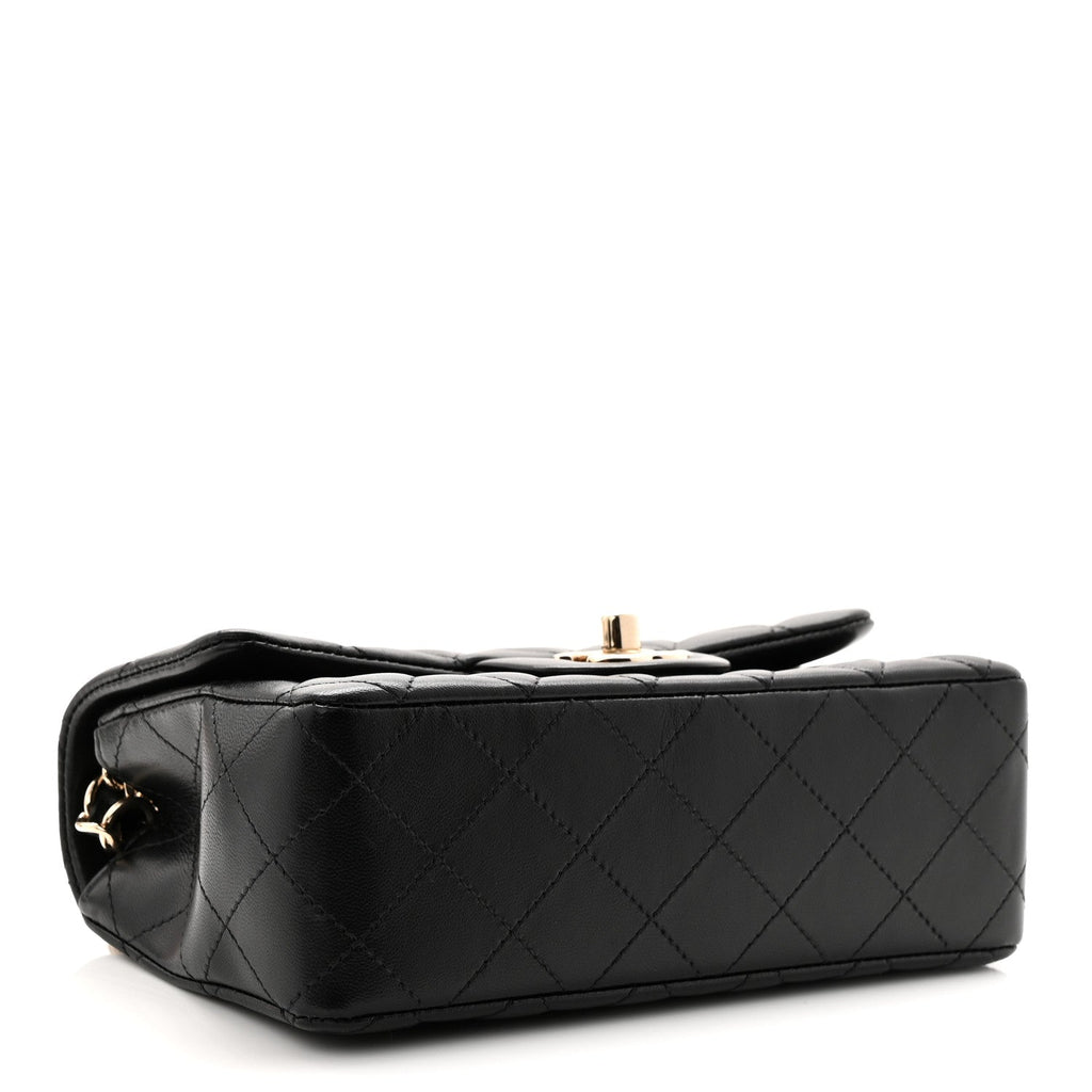 Chanel Lambskin Quilted Mini Rectangular Flap Black