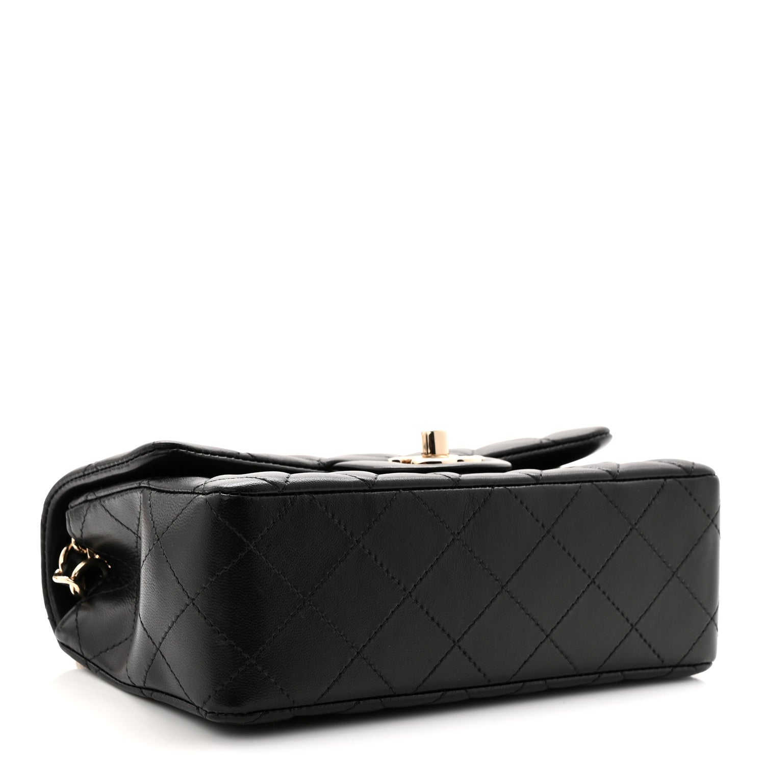 Chanel Lambskin Quilted Mini Rectangular Flap Black